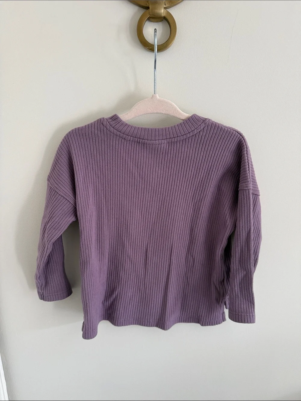 Cat & Jack Purple Ribbed Long Sleeve Top & Flair Pant Set 18M
